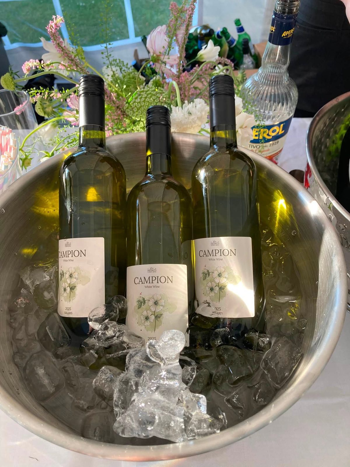 Chilled Campion wine, ready for a gift